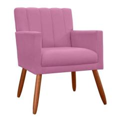 Poltrona Decorativa Cecília Suede Cores Variadas - DS Estofados, Rosa
