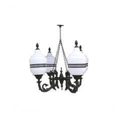 Lustre Colonial Versailes com Corrente em Alumínio 04 Globos
