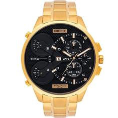 Relogio Orient Masculino MGSST003 P2KX Cronógrafo XL Dourado Mostrador Preto