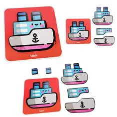 Quebra Cabeça Infantil De Madeira E Encaixe Educativo Navio Babebi