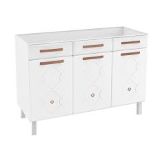 Balcão De Cozinha De Aço Triplo S/ Tampo P/ Pia 120cm Branco