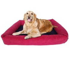 Cama Para Cachorro Grande 100x87 Cm - VERMELHO + PRETO - 100% Lavável e Resistente - Pet Querido
