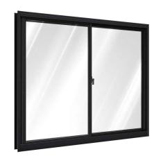 Janela de Alumínio de Correr Lateral 2 Folhas Móveis 100x100cm Riobras Preto