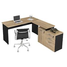 Mesa Escritório em L Web30 1,35 c/Balcão - Calvi/Preto