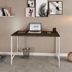 Escrivaninha Estilo Industrial 120cm Active Yescasa Carvalho Dark / Est.Branca