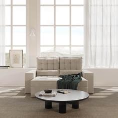 Sofá Retrátil e Reclinável 3 Lugares 190cm Embaúba Extra Cabecasa Madeiramadeira Bege Fosco