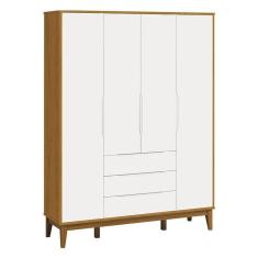 Guarda Roupa Infantil Classic Elfe Branco Acetinado Savana Amadeirado - Reller