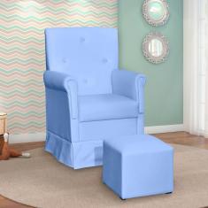 Poltrona de Amamentação  com Puff Corino Suzi Phoenix Baby - Azul Bebe