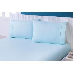 Lençol King 3 Peças C/Elástico Percal 100% Algodão 200 Fios Verde Água