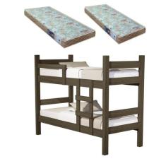 Beliche leticia com escada e grade proteção vira 2 camas solteiro + 2 