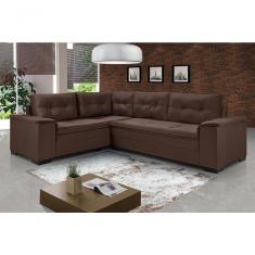 Sofá Viena Canto Suede Plus Confortável Pés Madeira Império Marrom 379