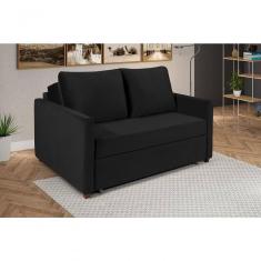 Sofá Cama Hope Suede 2 Lugares Retrátil Confortável Império Preto 381