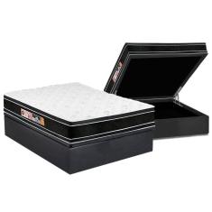 Cama Box Baú Casal: Colchão Espuma Castor D33 Black E White Double Face + Base Gray(138X188)