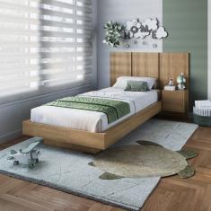Cama Solteiro Suspensa com Cabeceira e Mesa de Apoio 80/90 Zurique Mel