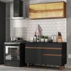 Cozinha Compacta Madesa Reims 120001 com Armário e Balcão - Preto