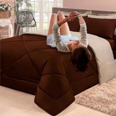 Kit 6 Pçs com Edredom e Lençol Aconchego Casa Dona Dupla Face Casal Qu