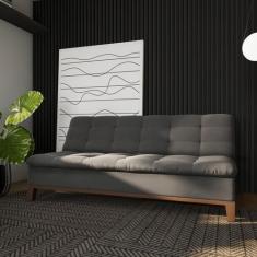 Sofá-Cama 3 Lugares Casal Premium Valuable Base e Pés de Madeira Suede