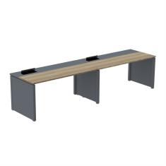 Mesa De Plataforma Simples Para 2 Pessoas Corporativa 150x792-2p Pscpp150-792-2p Noce Naturalle-grafito