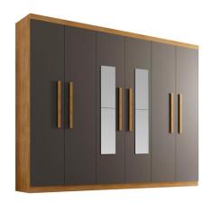 Guarda-Roupa Solteiro com Espelho Malibu 6 PT 2 GV Imbuia e Grafite - 