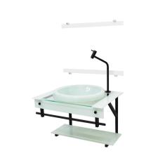 Gabinete Com Cuba Para Banheiro De Vidro 60Cm  - Branco