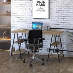 Escrivaninha Mesa Escritório Cavalete 150cm 4 Prateleiras Estilo Indus