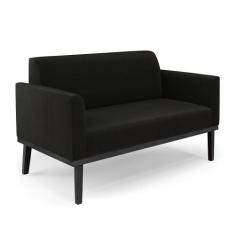 Sofá Namoradeira Base de Madeira Fixa Preto Marisa Suede Preto - DRoss