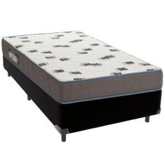Cama Box Preto E Colchão Light Espuma D33 Solteiro Ortobom