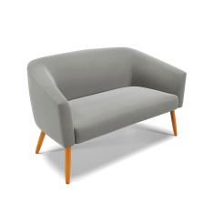 Namoradeira 02 Lugares Stella Suede Grafite Pés Palito Castanho - D'Rossi