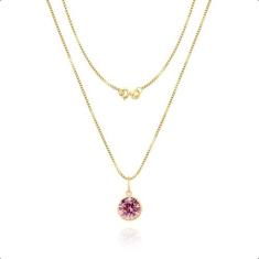 Gargantilha Feminina Veneziana Ouro18k 45cm Pingente Ponto De Luz 6mm 