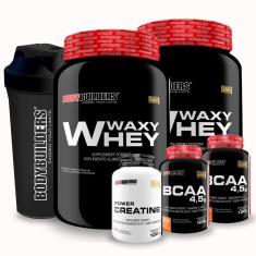 Kit 2x Whey Waxy Whey 900g + 2x BCAA 4,5 100g + Creatina 100g + Coqueteleira - Bodybuilders-Unissex