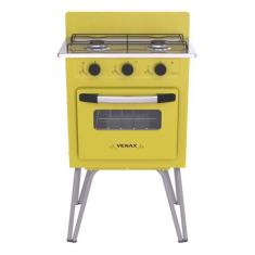 Fogão Portátil 2 Bocas Venax Gemini Vetrô GÁs GLP Amarelo