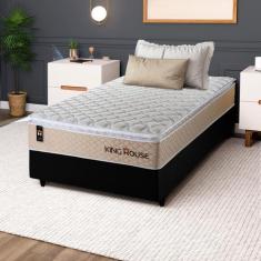 Conjunto Cama Box c/ Molas Ensacadas Alford Bege Solteiro 88x188x66 - 