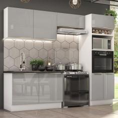 Cozinha Completa Madesa Lux 270001 com Armário e Balcão – Branco/Cinza