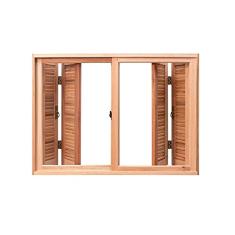 Janela de Madeira Pantográfica 100x120cm Lisa Pop Requadro Esel Natural