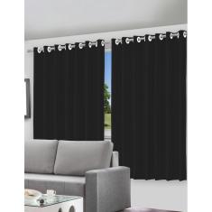 Cortina Blackout Preto Com Ilhós - 200X140Cm
