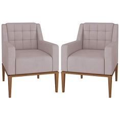 Kit 2 Poltronas Decorativas Sala de Estar Madonna Suede Rosê - Gran Belo