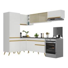 Armário de Cozinha Completa de Canto Veneza GW Multimóveis MP2051 Branca