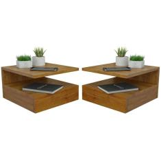 Kit 2 Mesas de Cabeceira Suspensa 1 Gaveta Inferior Freijó