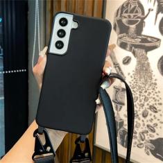 Capa de telefone com alça crossbody para Samsung Galaxy S24 S23 S21 Plus Note 20 S22 Ultra S20 FE Funda capa de silicone macio TPU, preta, para Samsung S21Ultra