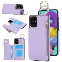 Capa carteira para Samsung Galaxy A71 4G, 3 compartimentos para cartão, 1 bolso com zíper, fecho magnético com suporte de anel, à prova de choque, bloqueio de RFID, capa para celular para Samsung A71