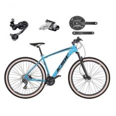 Bicicleta Aro 29 Ksw Xlt Deore E Altus 27v Freio Hidráulico Garfo Trava Pneu Faixa Bege - Azul Tam.15