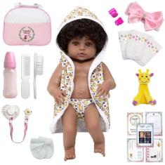 Boneca Reborn Menina Negra Linda Girafa Corpo 100% Vinil - Cegonha Reb
