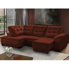 Sofá Canto Chaise Agatha Retrátil Reclinável 250x150 Cm Mola Bonnel Pi