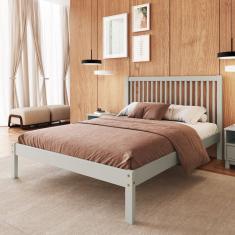 Cama de Casal Lucy de Madeira Maciça com Lastro Verde Frost