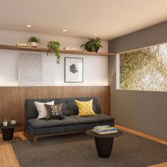 Sofá-Cama 3 Lugares Casal Agatha com Pés de Madeira Suede Cinza