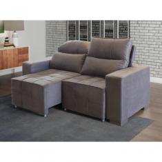 Sofá Retrátil E Reclinável 190 Cm Vegas Veludo Castor