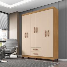 Guarda Roupa Casal Ambiente Mogi 6 Portas Carvalho Americano Off White - Incorplac