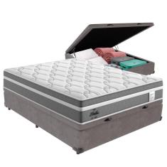 Cama Box Baú Casal E Colchão Molas Ensacadas Berlim Probel Cor: cinza