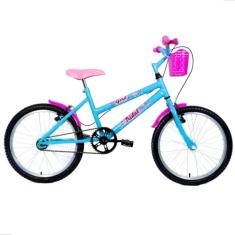 Bicicleta Infantil Aro 20 Tridal Girl MTB com Cestinha e Paralamas (Azul Céu)
