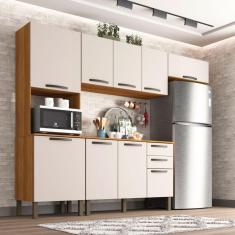 Cozinha Compacta Valencia 4 Peças 9 Portas 2 Gavetas Salleto Moveis Cinamomo Com Off White